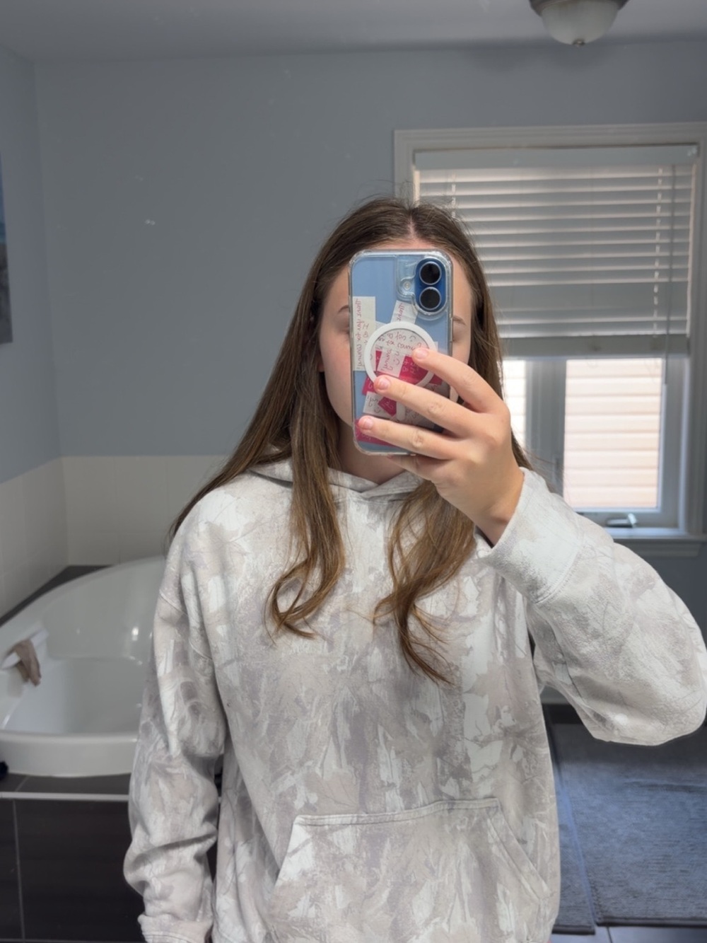 Hollister Light Gray Marble-Effect Hoodie